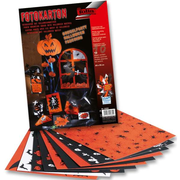 Halloweenmotivkarton 25 x 35 cm, 10 Blatt, 300g/m²